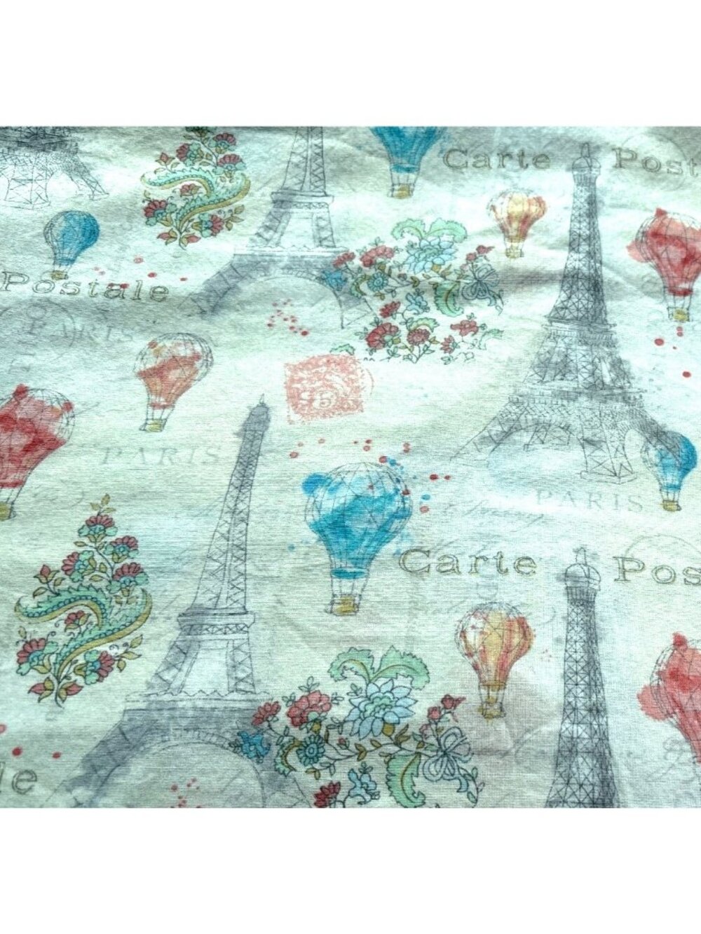 Lighthearted In Paris 1/2 yard Fabric Eiffel Tower Balloons Design 44" Katie